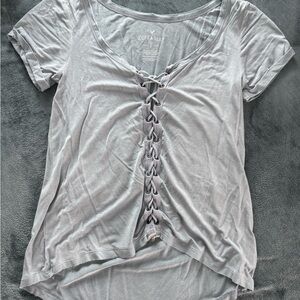 American Eagle Outfitters Light blue Lace-Up Tee